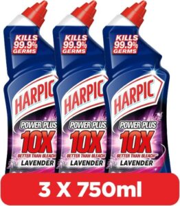 Harpic Powerplus Toilet Cleaner Liquid Lavender 750ml 2+1 FREE - افضل منظف مراحيض